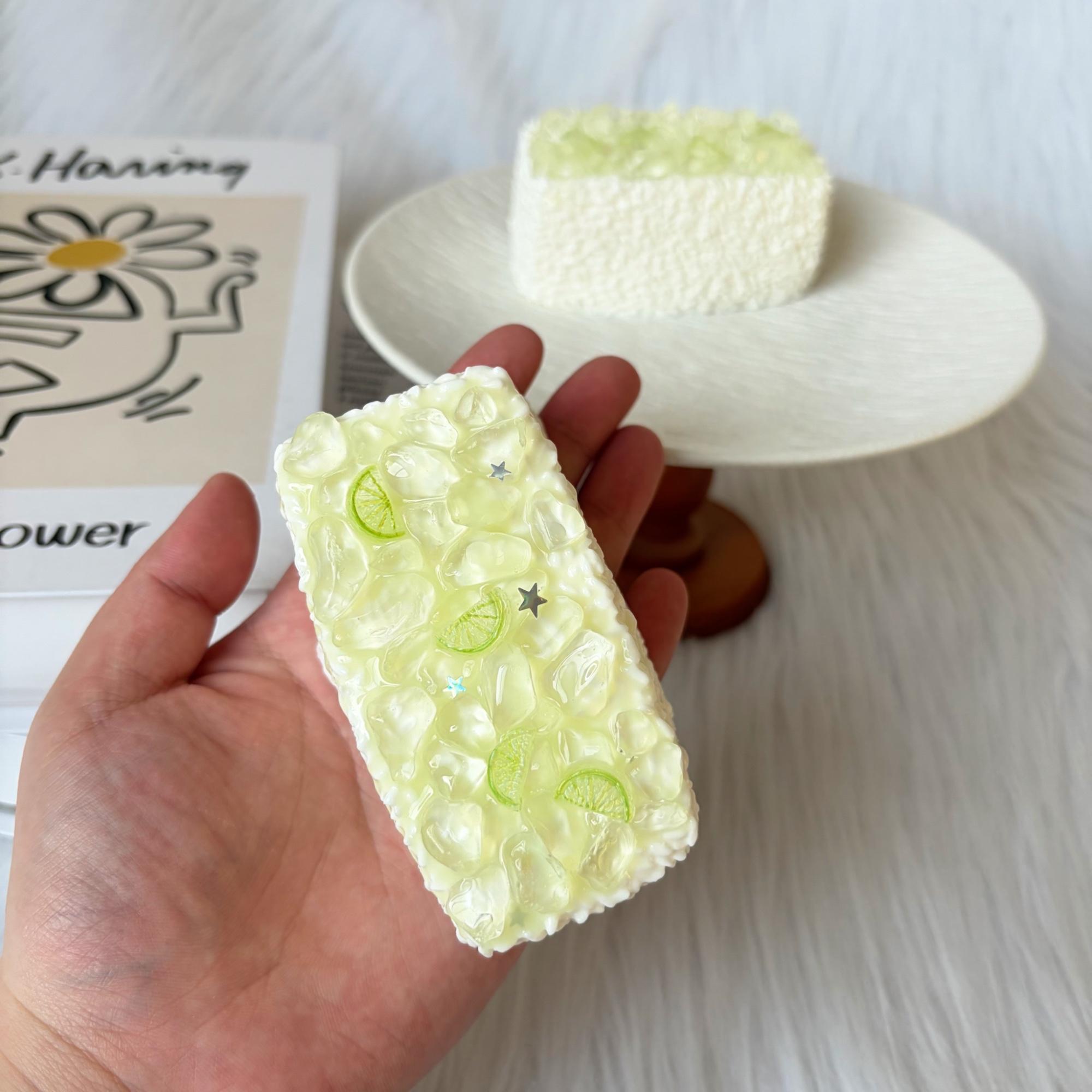 [Mallow Putty Texture] taba squishy Lime Slush Block, Fidgets Toy for Stress Relief & Fun – Perfect for Party, Birthday, Holiday & Christmas Gifts – Silicone Material [217g]