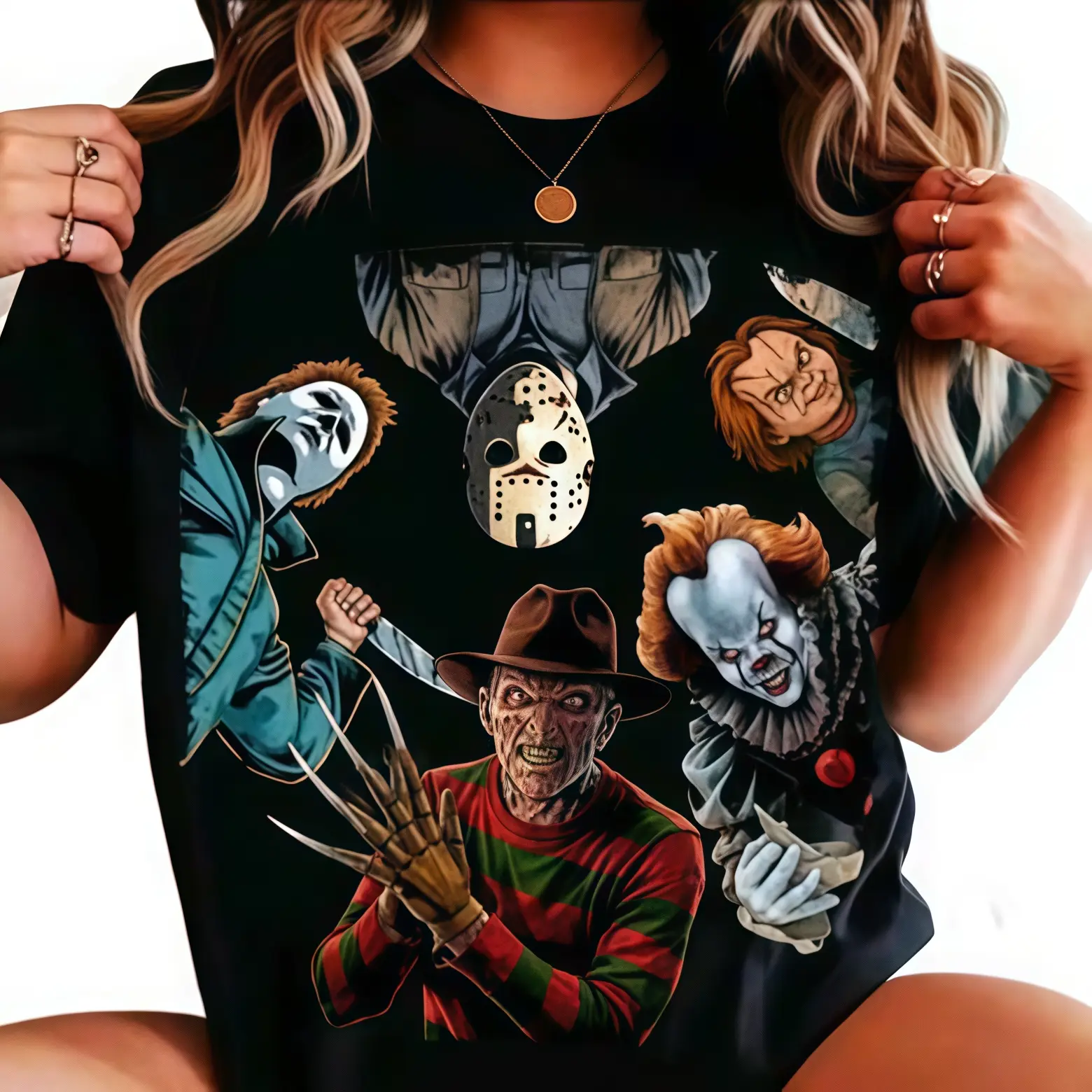 Horror Themed Gift Box Graphic Tshirt Tee Set with Tumbler for Men Unisex Casual Streetwear Top Soft Cotton Everyday Outfit Good Graphic Tee T Shirts for Men Year Round Style Mens Graphic Tees Horror Lover Gift