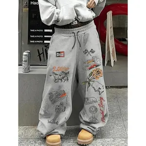 TikTok Viral Racing & Graphic Print Sweatpants – Oversized, Soft Cotton Blend, Streetwear Essential for Casual Outfits, Y2K & Trendy Aesthetic Must-Have