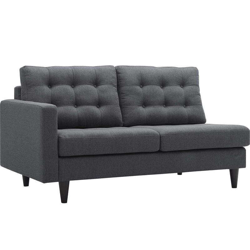 Modway Empress 2 Piece Upholstered Fabric Right Facing Bumper Sectional in Gray