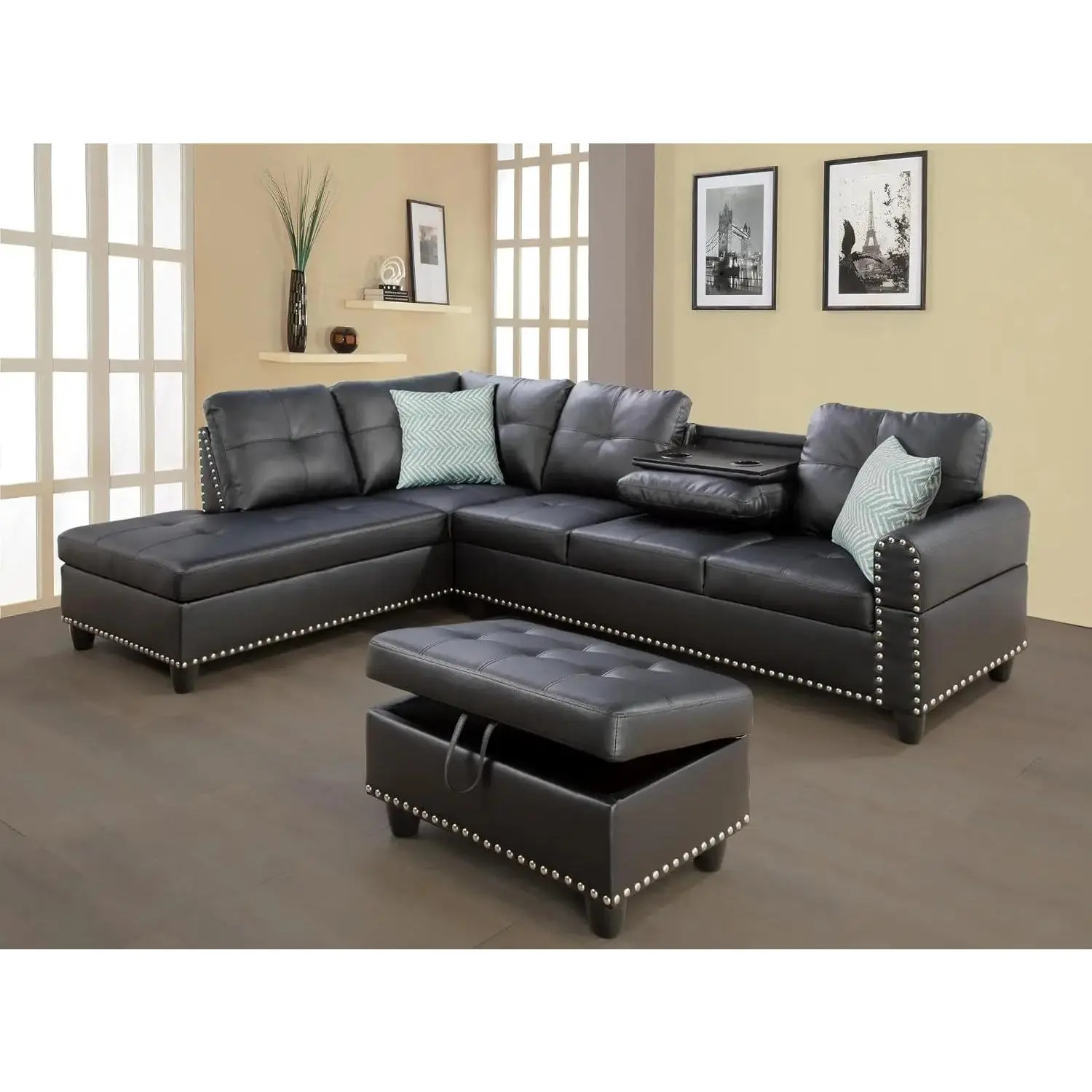 Sectional Sofa Couches for Living Room, 98" L Shaped Couch | Modern 4-Seaters Living Room Furniture Sets with, Customized