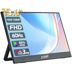 KVKID Portable Monitor, 15.6'' FHD 1080P USB-C HDMI Ultra-Slim Portable Screen Laptop Screen Extender, Portable Computer Monitor with Kickstand, Travel Monitor for Laptop PC Phone for Home