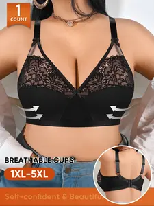 Plus Size Lace Underwire Bra (1xl-5xl), Breathable Cups, Beautiful Lace Design, Medium, Comfortable & Stylish Support for All-Day Wear