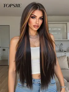 Topshe Natural Hairline Wig, 13x6 Lace Frontal Wig, 30 Inch Ombre Straight, Lightweight Breathable, All Seasons, No Bangs
