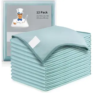 Ultra Fine Microfiber Cloths for Glass, Pack of 12, 35 x 40cm 13.7" x 15.7"
