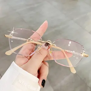 Computer Reading Glasses Glitter Rimless Fashion Presbyopic Glasses Gradient Readers For Women +1.0 To +4.0 Myopic and farsighted reading glasses