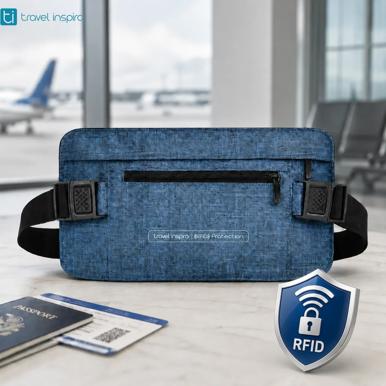 Travel Inspira RFID Blocking Hidden Money Belt, Anti-Theft Travel Waist Pouch for Passport, Cash & Cards, Slim Under Clothes Security Wallet, Lightweight No-Bounce Travel Belt Bag for Men Women, Travel Essentials