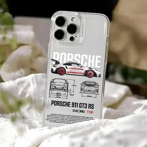 Luxury Porsche Creative Design Phone Case Transparent Phone Case For iPhone 16 15 14 13 12 11 Pro Max XR Plus Protection