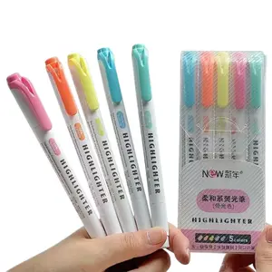 1 set/5 dual head dual-purpose highlighter pens suitable for painting, marking, bookkeeping, and ideal gifts for the back to school season Dual Tip Highlighter