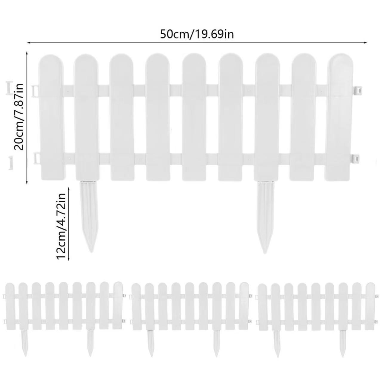 8-Pack Outdoor Pet Plastic Fence – Push-In Ground Stakes for Easy Installation – Keep Dogs & Cats Safe in Yard – Prevent Escape & Wandering – Protect Lawns, Flower Beds & Gardens – DIY Adjustable Barrier for Backyard, Patio & Garden
