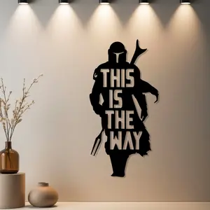 Housewarming Gift 1pc Mandalorian "This Is The Way" Metal Wall Decor, Statue Mural, Modern Home Decoration with Finish - Ideal Gift for Christmas, Thanksgiving, Wedding, New Home Gift, Metal Wall Art, Decorative Artwork