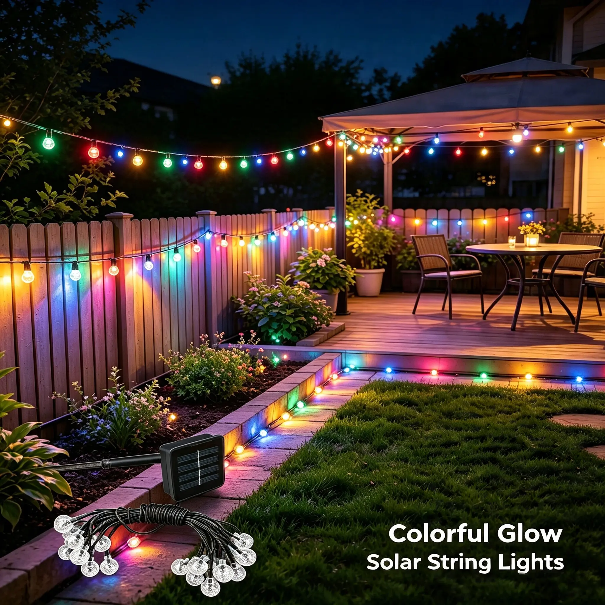 Solar string lights for outdoor use, 17 ft crystal globe string lights with 20 LEDs, solar-powered outdoor lights with 8 lighting modes, patio hanging lights for garden, camping, and party décor, warm white
