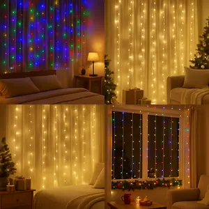 300-LED Curtain String Lights USB-Powered Multicolor & Warm White 8 Modes for Holiday Home Décor Christmas Parties Bedroom Ambience 9.8 ft × 9.8 ft Safe Energy-Efficient