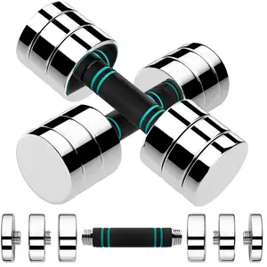 TLGREEN 2pcs Adjustable Steel Dumbbell, 5/10/15lb Free Weights Set with Non-Slip, Comfortable Foam Handle,Ideal for Home Gym and Office Exercises,perfect for gift