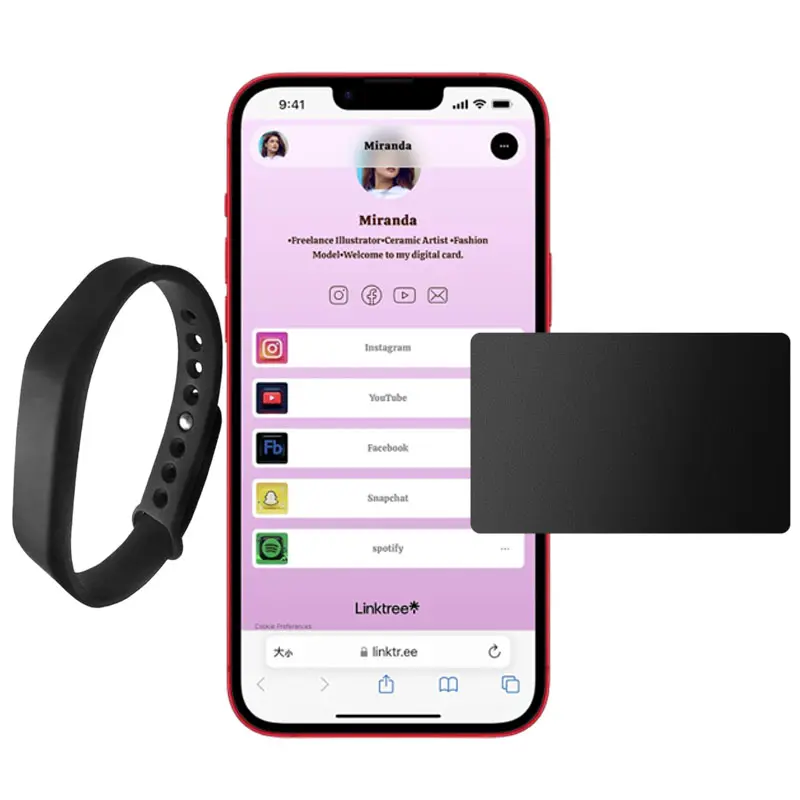E.F.F Link Digital Business Card Starter Pack - Metal Digital Business Card & Wristband -Tap to Share -Social Media Sharing & Instant Contact- iPhone & Android Effasaflink Bundle nfc wearable