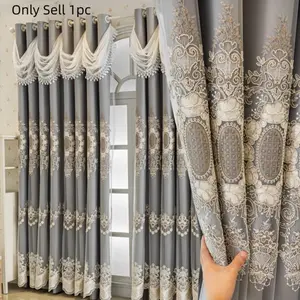 1pc Luxurious European Embroidered Curtains, Upgrade Curtain, UV Blocking, Light Filtering, Thermal Insulation, Bedroom and Living Room Decor, Thermal Insulated Curtain, Interior Decoration Accessories