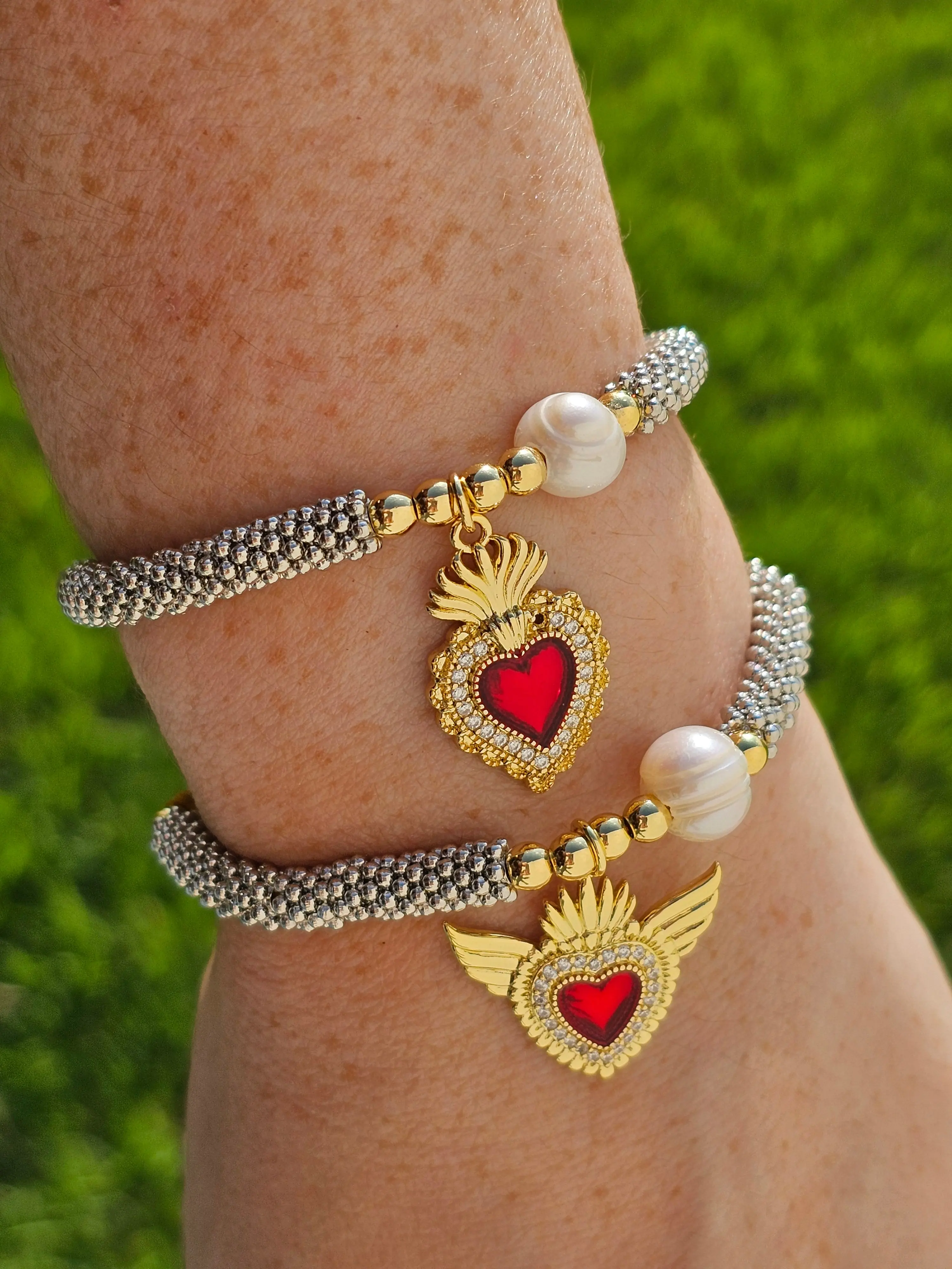 18k gold plated sacred heart bracelets