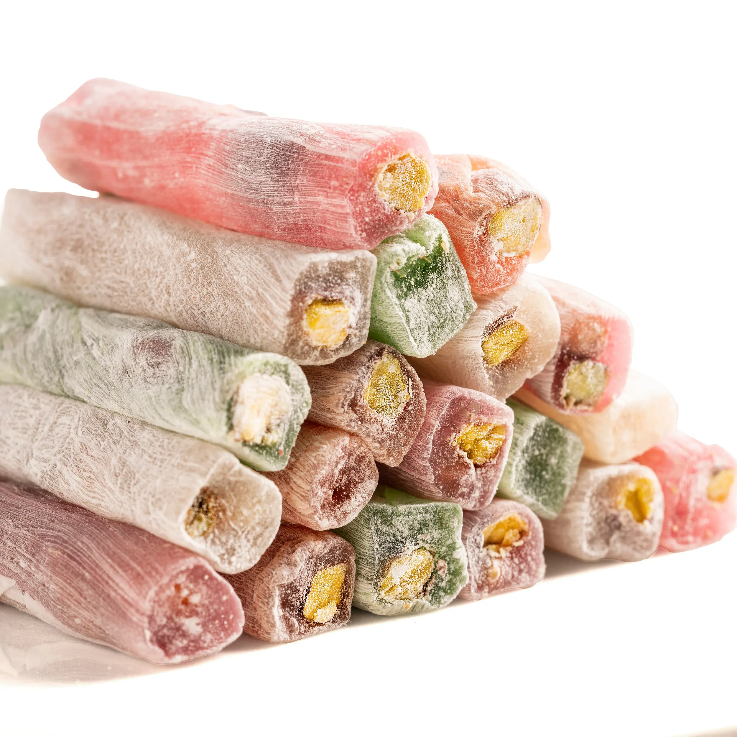 Eastanbul Turkish Delight Sticks with Pistachio Filling, Wick Lokum Candy Assorted Flavors (Apple, Orange, Pomegranate, Vanilla), 17.6oz Vegan Gluten-Free Dessert Gift Box Gift Sweet Bonbon