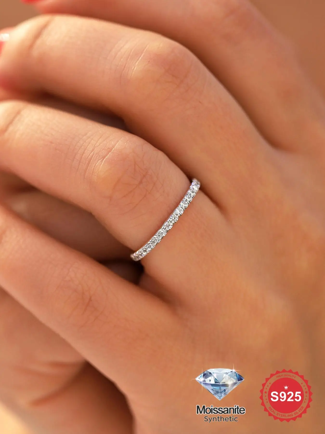 S925 Sterling Silver Synthetic Moissanite Engagement Ring, Fashionable Engagement Ring for Women, Trendy All-match & Exquisite Jewelry for Birthday Gi