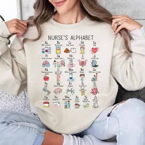 Nurse's Alphabet Shirt, Funny Healthcare Professional Graphic Tee, Aesthetic Medical Student Gift, Hospital Life Apparel, Nursing Graduation Gift