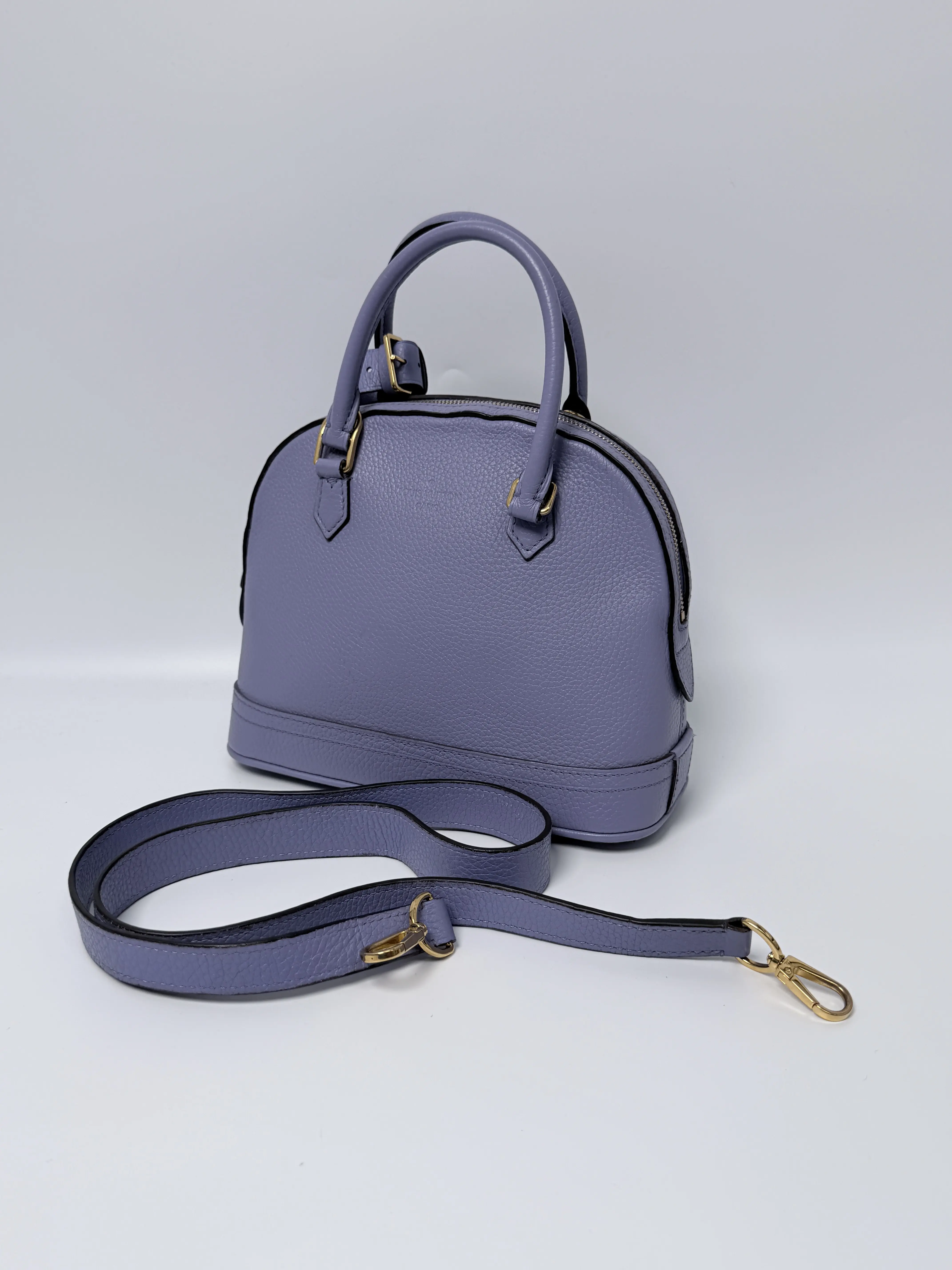 Pre-owned Louis Vuitton leather Crossbody bags Alma BB Taurillon Crossbody Bag Lavender JD452LV