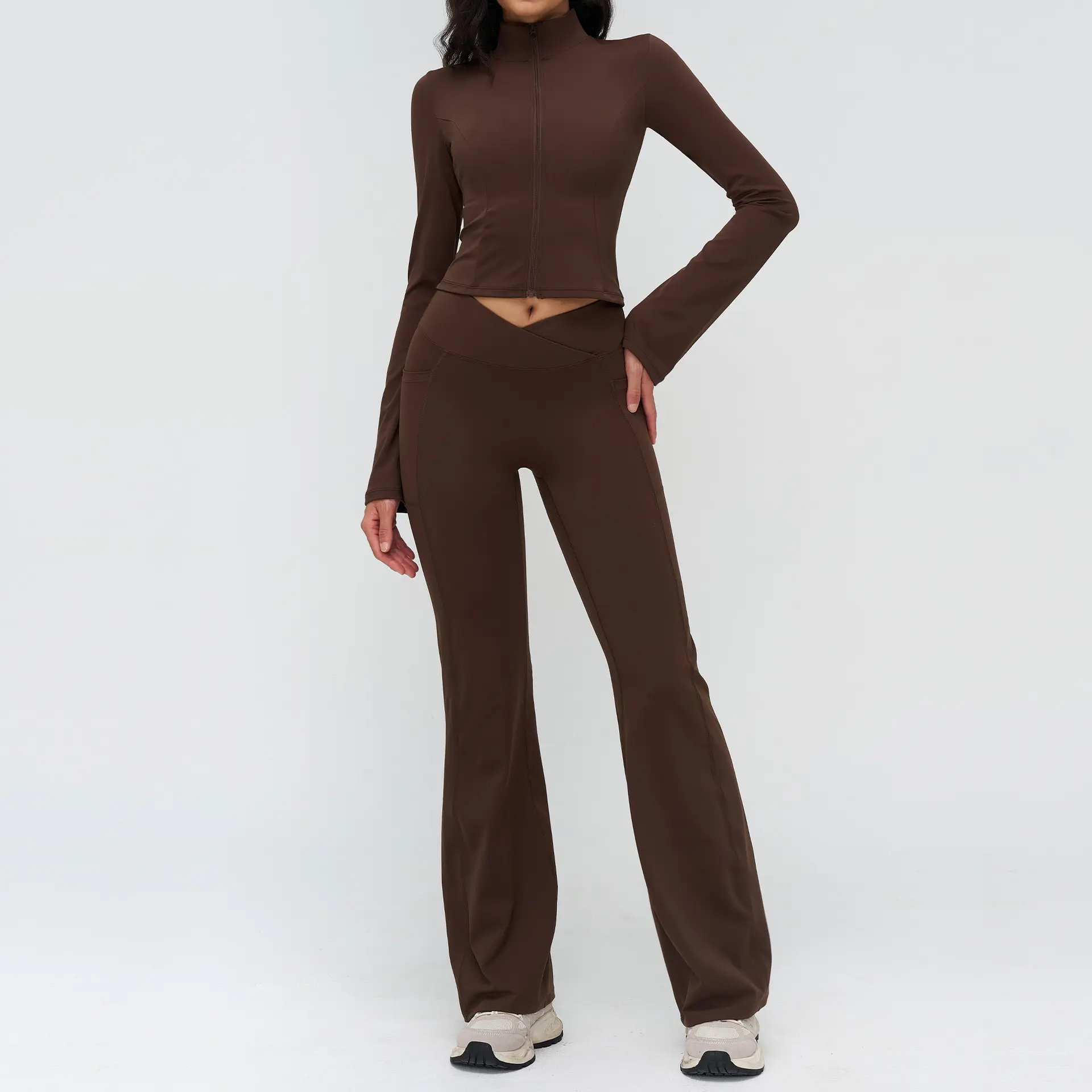 4518 jacket+2030 2 flared pants   coffee