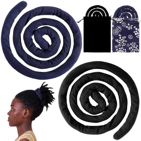 2-Pcs Vintage Pattern Spiral Lock Elastic Tie Band Hair Accessories for Men, Hairstyle-Friendly Bendable Loc Ponytail Holder for Braids