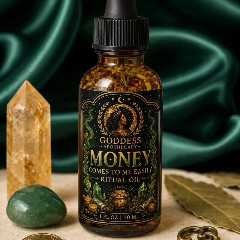 Goddess Apothecary Money Moon Magic Intention Blend Essential Oil - Healthy Woody Fragrance Freshener, Aromatherapy Tool, Wellness Support Popular Herbal Exclusive Ritual body massage Solar Plexus home care