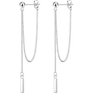 Milacolato Chain Earrings for Women Chain Dangle Bar Earrings Hypoallergenic Stud Earrings with Drop Tassel Chain