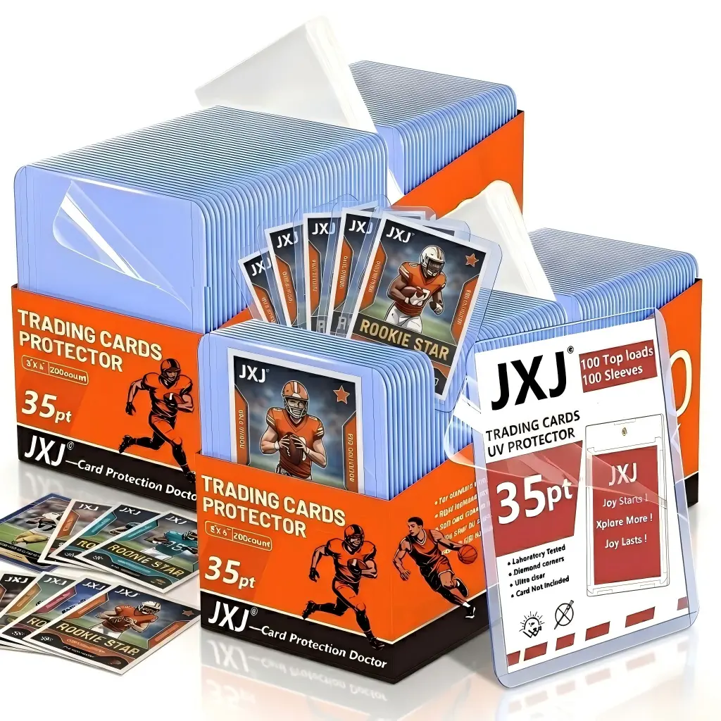 Card Sleeves TopLoad for Cards,200/400/800/1600pcs 3"X4" Baseball Card Protectors Hard Plastic, Top Load Card Holder for Sports Football Game Cards (A set has 200pcs, Including 100 TopLoads + 100 Card Sleeves)