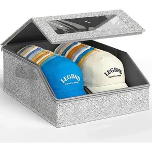 Large stackable hat storage box, suitable for baseball caps, classic style hat organizer, practical wardrobe storage container, used for daily hat organization, multifunctional storage item, a thoughtful gift choice for men who collect hats