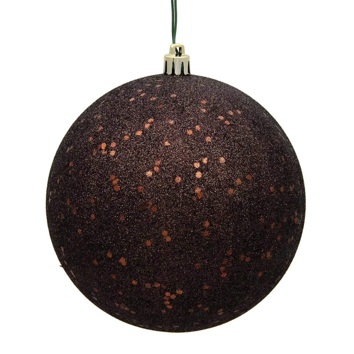 212 MAIN 6 in. Plastic Chocolate Theme Sequin Drilled Christmas Ornament Ball - 4 per Bag, Festive Home & Party Decoration