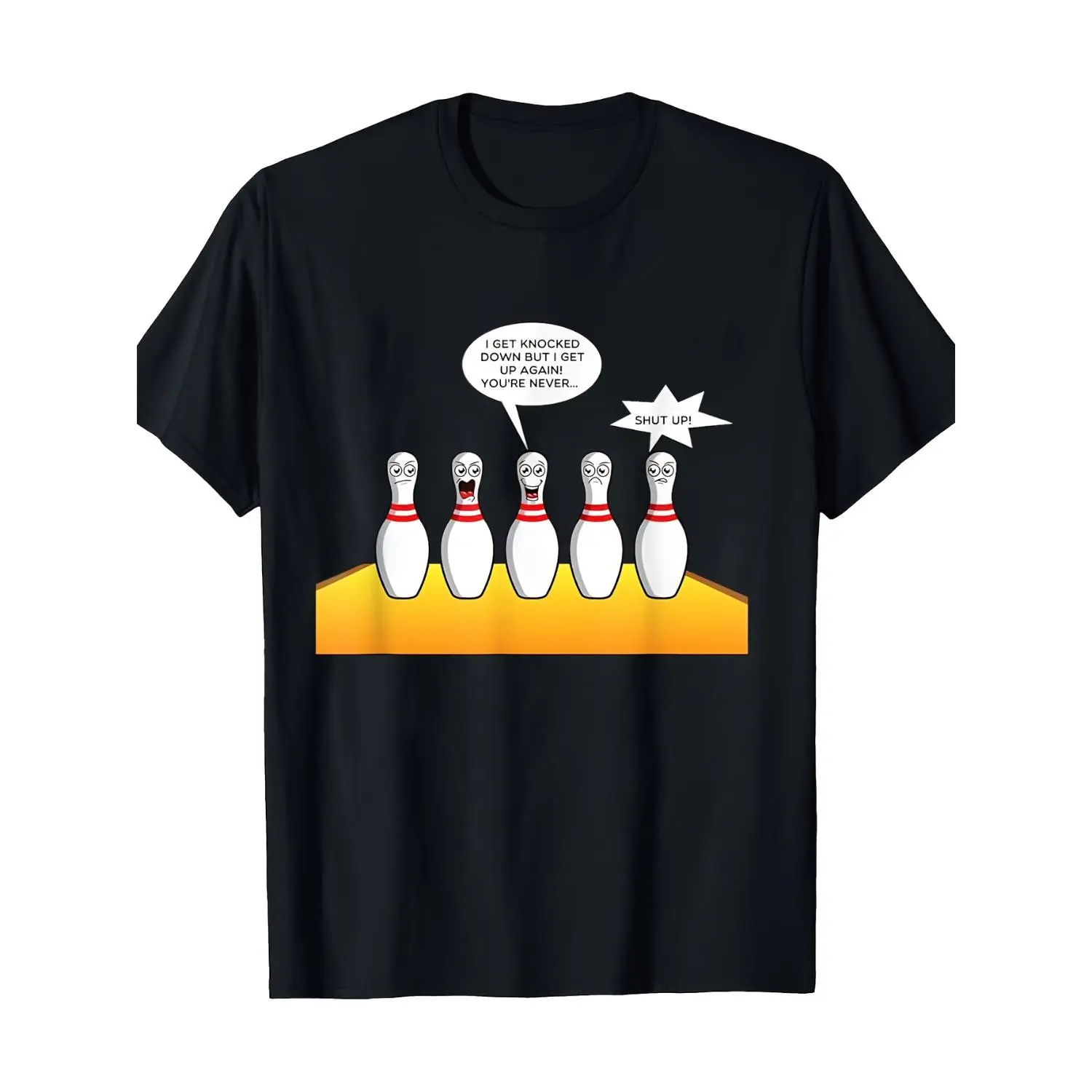 Menswear Funny Bowling Pins Graphic Tshirt, Casual Short-Sleeve Streetwear Tee, Bowling Humor Gift Shirt for Men