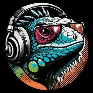 5D DIY Full Diamond Round Drill Painting - Diamond Painting Kit Lizard Headphones Mosaic Canvas DIY Wall Art, Home Wall Decoration