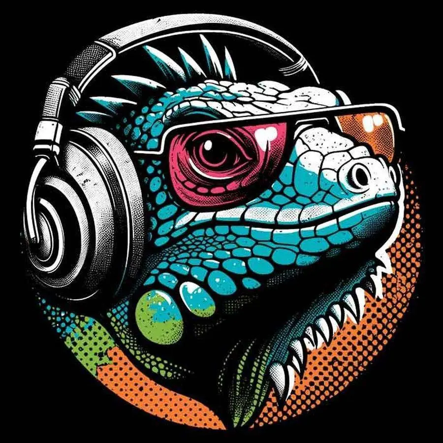 5D DIY Full Diamond Round Drill Painting - Diamond Painting Kit Lizard Headphones Mosaic Canvas DIY Wall Art, Home Wall Decoration