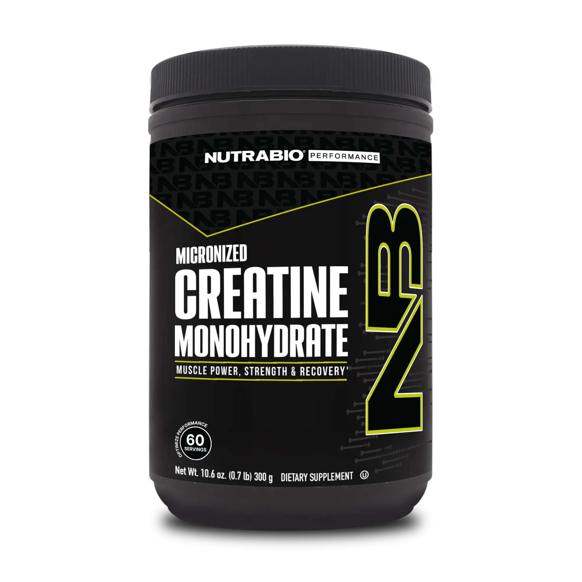 NUTRABIO Creatine Monohydrate Powder - 300g, 60 Servings, Unflavored, Purity-Tested, Impurity-Free, Sugar-Free, FDA CGMP-Certified Dietary Supplement with Essential Aminos for Adults' Fitness, Muscle Health, Hydration