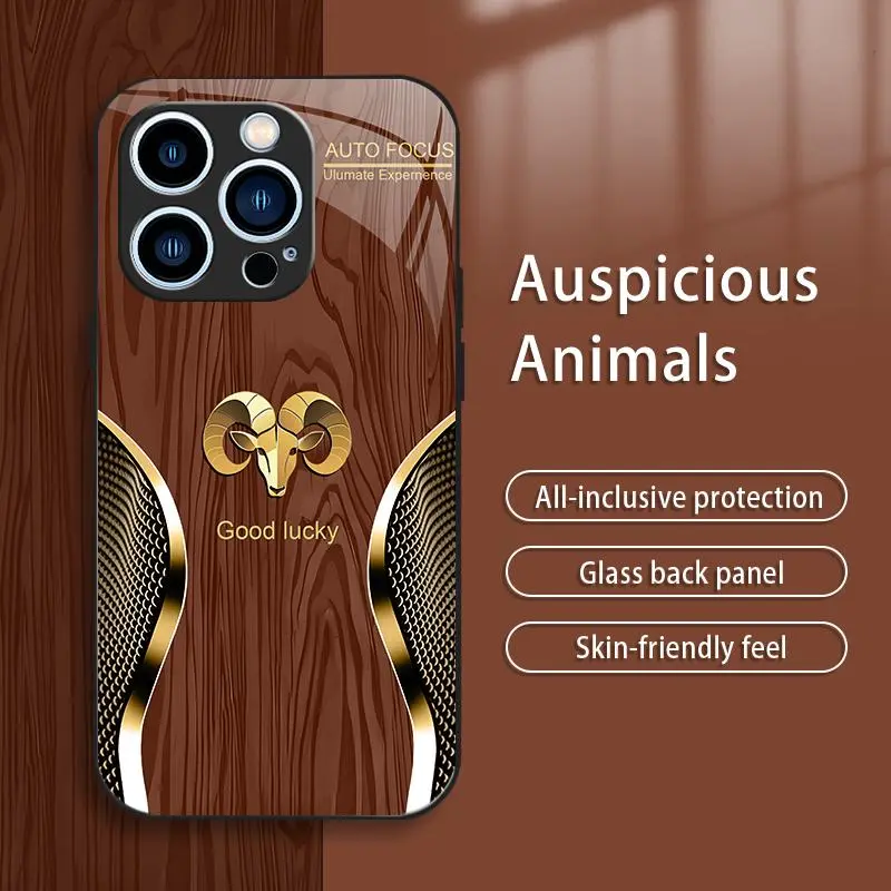 Zodiac Wood Grain Smartphone Case for iPhone 14 Pro Max - High-End Luxury, Business Simple, Explosion-Proof, Anti-Fall, Anti-Fingerprint, Affordable Handheld Cellphone Protection for Mobile Devices
