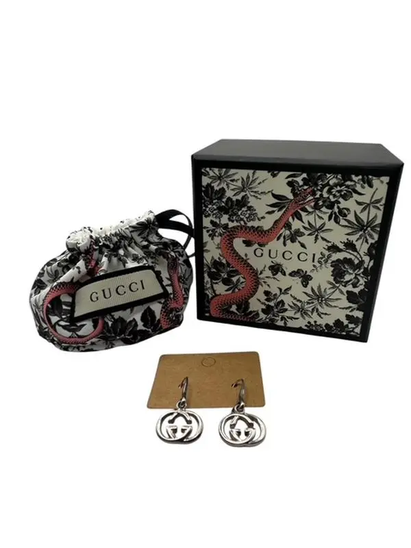 Pre-owned Gucci Interlocking GG Earrings (2) Full Set Perfect for Daily Use