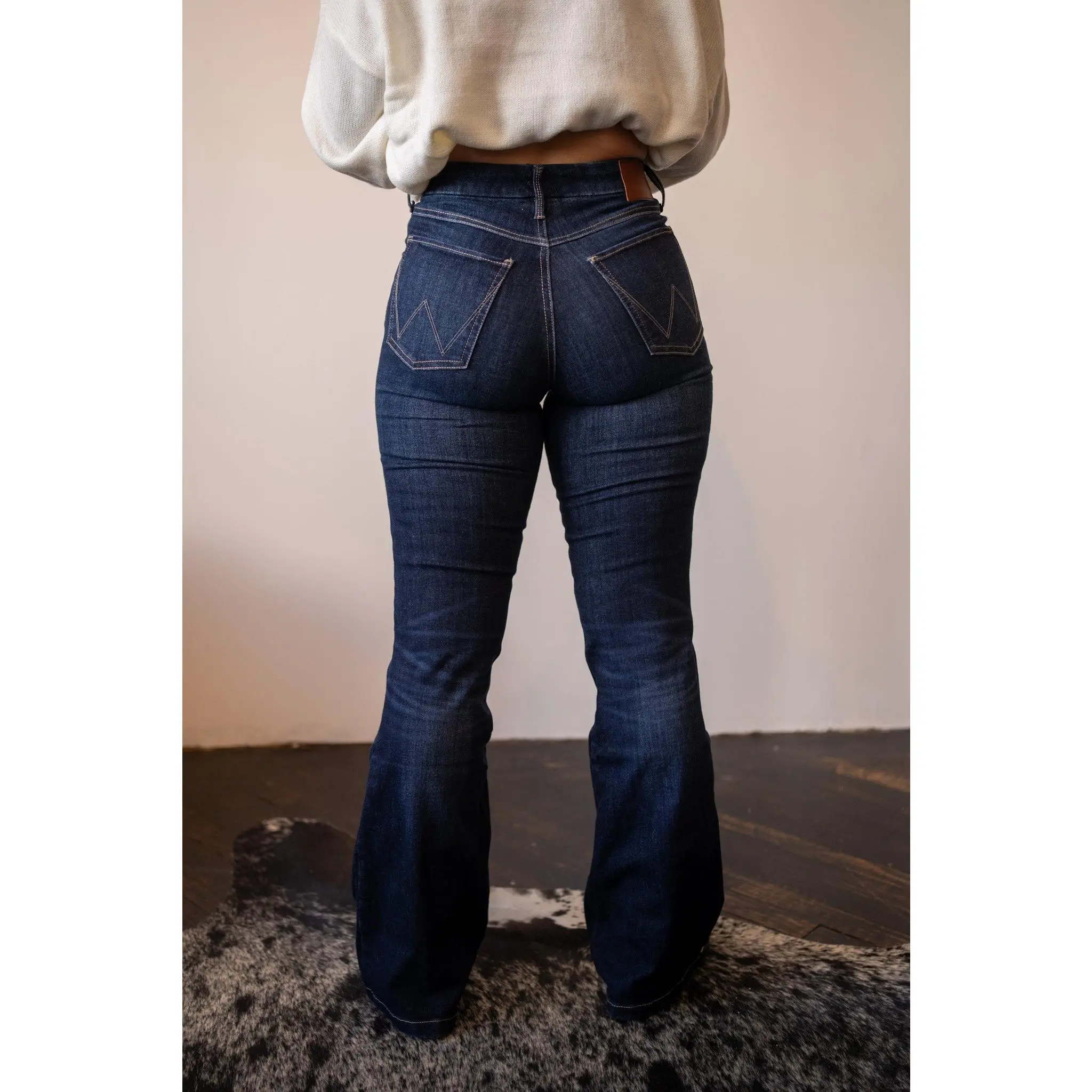 Wrangler Women's Bespoke High-Rise Flare Jeans - Extra Stretch, Darkwash Cotton-Polyester Blend Bottoms