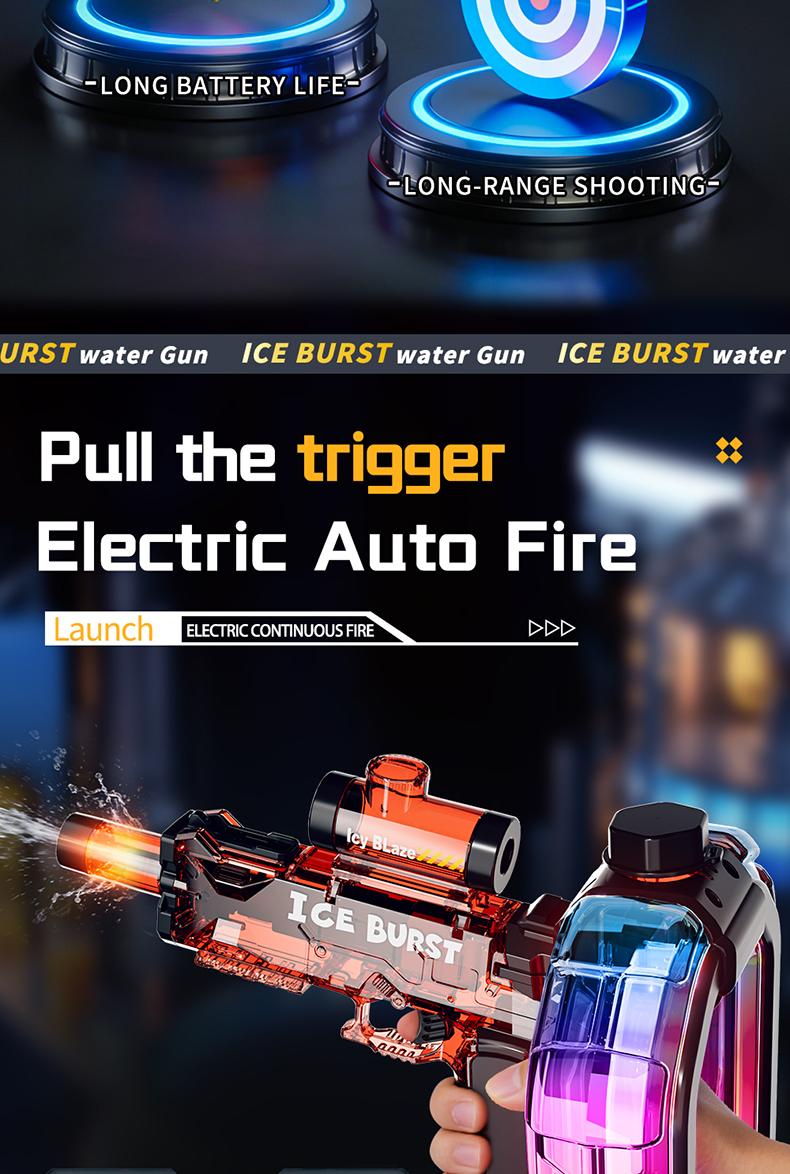 【Summer Time】Electric Water Guns for Adult Kid, With lighting and sound effects Strongest Full Automatic Water Pistol High Capacity 500+ Water Blaster, Range Powerful Classic Water Squirt, Summer Outdoor Swimming Pool Water Toy summervibes team toys