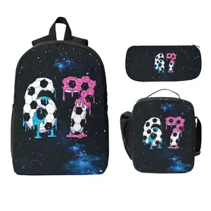 "67" Fashion & Casual Backpack—Featuring a "Melting Ice Cream" Print with a Cartoon Soccer-Themed "67." An Ideal Choice for School, Travel, and Holiday Gifting.
