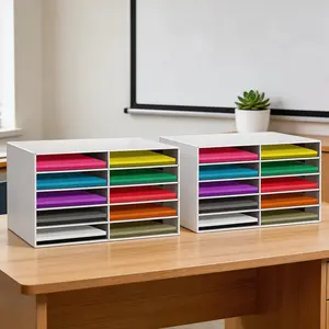 Classroom Paper Storage Rack Set, 2 Pieces, Fits Construction Paper & Cardboard, Ideal for Classroom Mailboxes, Document Organization