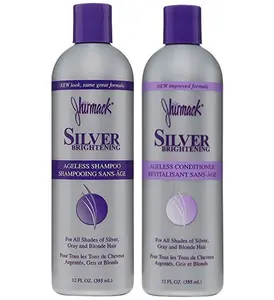 Jhirmack Silver Brightening Purple Shampoo and Conditioner Set for all types of silver, grey, and blonde hair Cleansing Haircare Green Tea Moisturize
