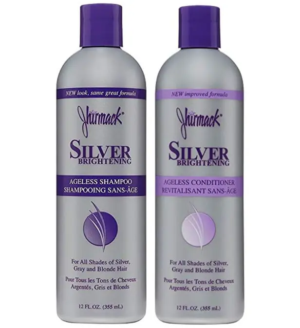 Jhirmack Silver Brightening Purple Shampoo and Conditioner Set for all types of silver, grey, and blonde hair Cleansing Haircare Green Tea Moisturize