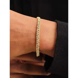 5mm Miami Cuban Link Bracelet, full of zircon hip-hop accessories, suitable for both men and women, suitable for daily wear, street casual style, a beautiful gift