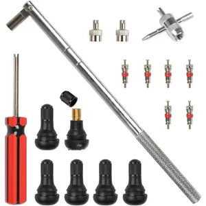 17PCS Tire Valve Stem Tool Puller and Installer Kit, 6 Pcs Tubeless Tire Valve Stems For Tire Valve Core, Single Head Tire Valve Core Remover Tire Repair Install Tool