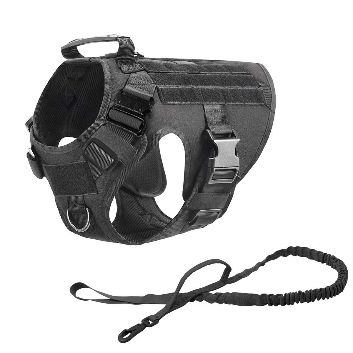 Tactical Dog Harness Leash Collar Set Large Dogs German Shepherd Malinois Training Walking Vest For All Breeds Dog