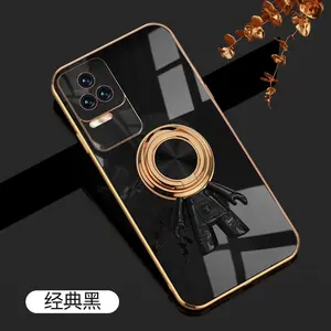 For Xiaomi K50 6D Astronaut Electroplated Ring Stand Phone Case HNTKR-0126