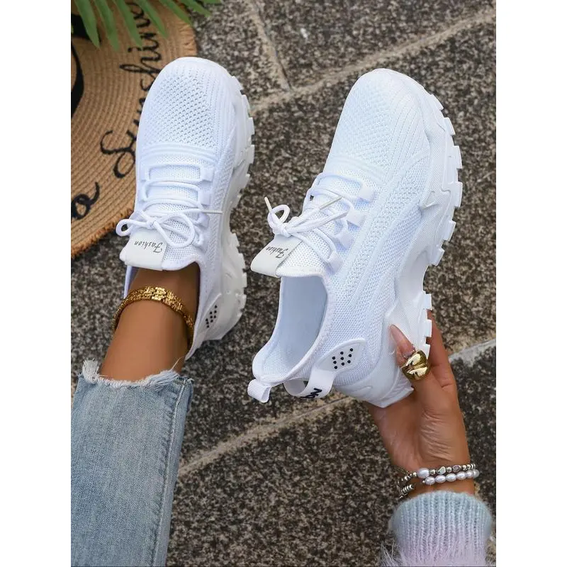 Women's Lace-Up Low Top Closed-Toe Flexible Neutral-Colored Casual Trainers - Breathable Comfortable Athletic Running Shoes, Everyday Footwear, Closed-Toe Casual Trainers Runner Training Sneaker, Shoes For Women, Sneakers For Women