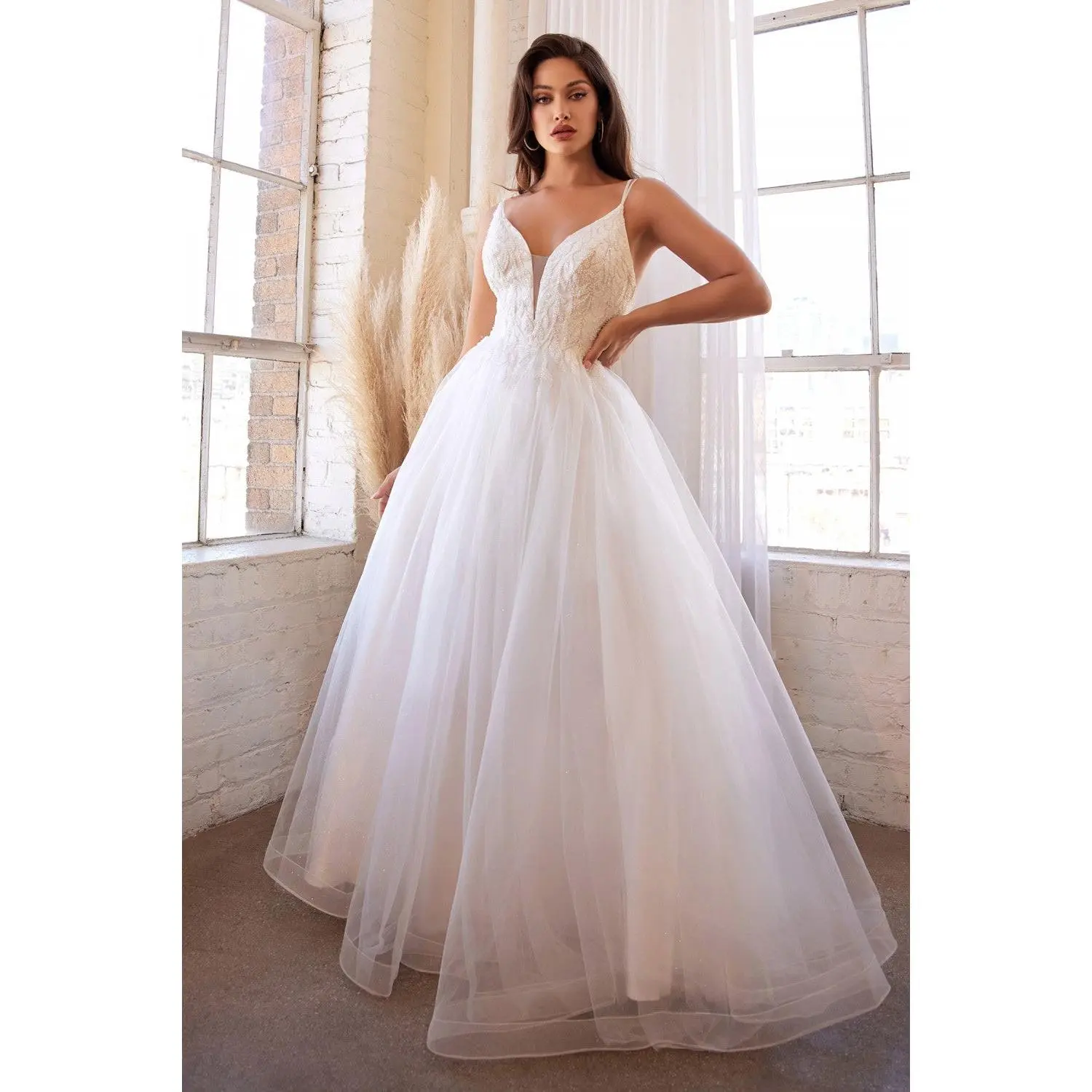 Clearance Sale Layered Tulle Bridal Gown By Cinderella Divine -CD0154WCL